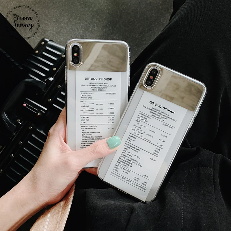 From Jenny Shopping ticket mirror for iPhone x xr xs max 6 6s 7 8 Plus simple transparent TPU case
From Jenny Shopping ticket mirror for iPhone x xr xs max 6 6s 7 8 Plus simple transparent TPU case