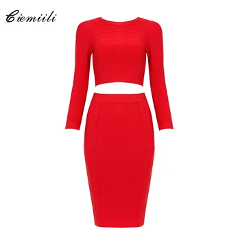 CIEMIILI New Fashion Back Zipper Celebrity Bandage Women 2 Pieces 2018 Full Sleeves O Neck Top Knee Length Bodycon Skirts BM1202
CIEMIILI New Fashion Back Zipper Celebrity Bandage Women 2 Pieces 2018 Full Sleeves O Neck Top Knee Length Bodycon Skirts BM1202