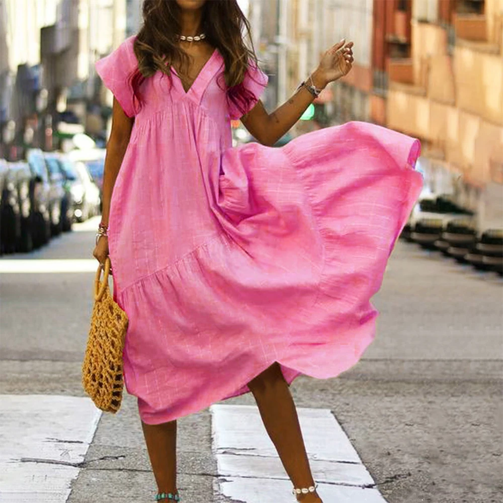 LOOZYKIT Sexy V Neck Short Sleeve Dress Women Summer Solid Loose Bodycon Dress Female Holiday Beach Dress
LOOZYKIT Sexy V Neck Short Sleeve Dress Women Summer Solid Loose Bodycon Dress Female Holiday Beach Dress
