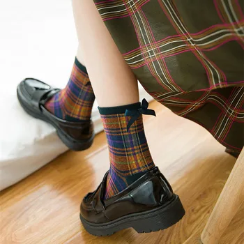 Vintage Bow Student College Style Socks Girls Cotton Socks Women Lattice Socks chaussette femme hiver 
Vintage Bow Student College Style Socks Girls Cotton Socks Women Lattice Socks chaussette femme hiver