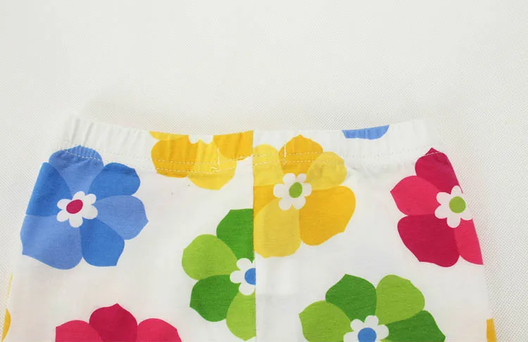 3-10years Girls Cropped Trousers Floral Print Flower Kids Calf Length Skinny Pants Stretch Leggings Children All-matches Bottoms