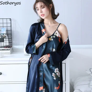 Gown Sets Two Pieces Women Long Sleeve V-Neck Loose Elegant Trendy Womens Robe Simple Designed Soft Ladies Homewear Korean Style
Gown Sets Two Pieces Women Long Sleeve V-Neck Loose Elegant Trendy Womens Robe Simple Designed Soft Ladies Homewear Korean Style