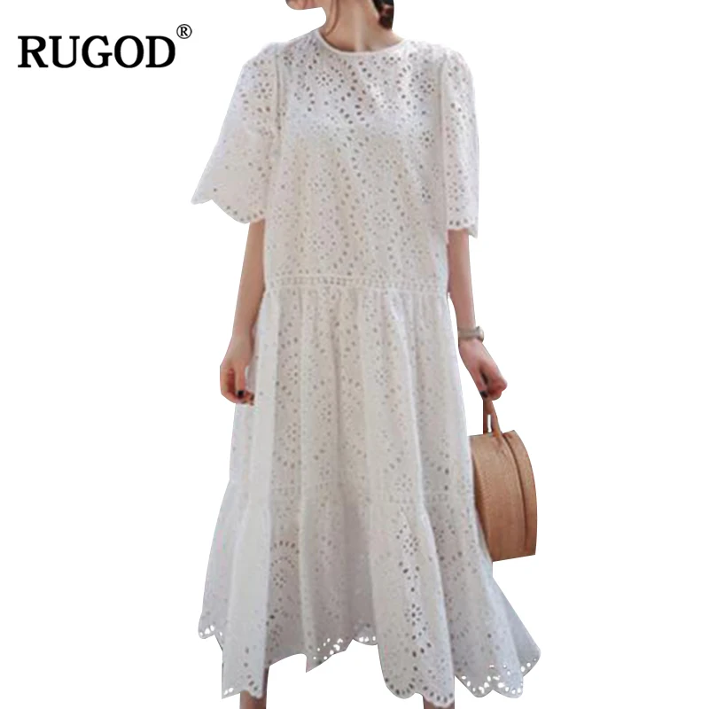 RUGOD 2019 Hot Sell New Fashion Loose Long Dress Women's Summer Dress Casual White Knitted Dot Hollow Out and Lace Dress Female
RUGOD 2019 Hot Sell New Fashion Loose Long Dress Women's Summer Dress Casual White Knitted Dot Hollow Out and Lace Dress Female