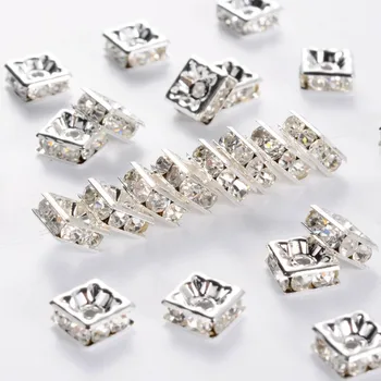 100pcs 7mmx7mmx3mm Brass Silver Plated Square Rhinestone Spacer Beads for jewelry DIY making, Grade A, Nickel Free, White F60
100pcs 7mmx7mmx3mm Brass Silver Plated Square Rhinestone Spacer Beads for jewelry DIY making, Grade A, Nickel Free, White F60