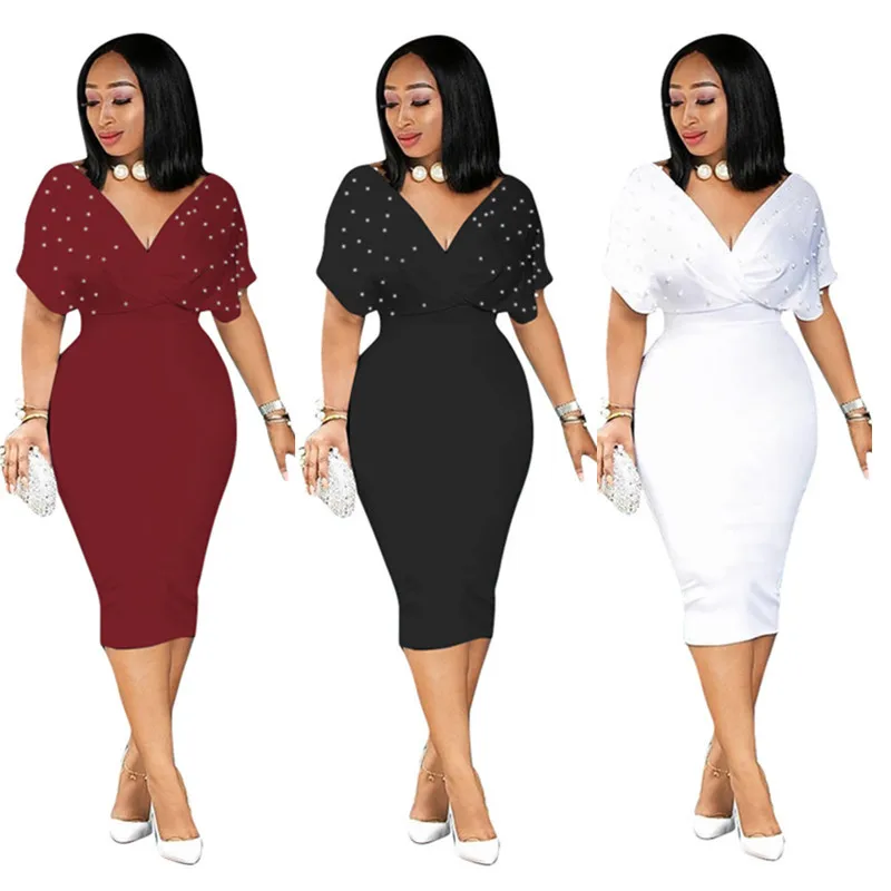 2019 Summer Slim Dresses for Women V Neck with Bead Classy Ladies Work Office Wear Bodycon Plus Size 3XL Elegant Femme Clothes
2019 Summer Slim Dresses for Women V Neck with Bead Classy Ladies Work Office Wear Bodycon Plus Size 3XL Elegant Femme Clothes