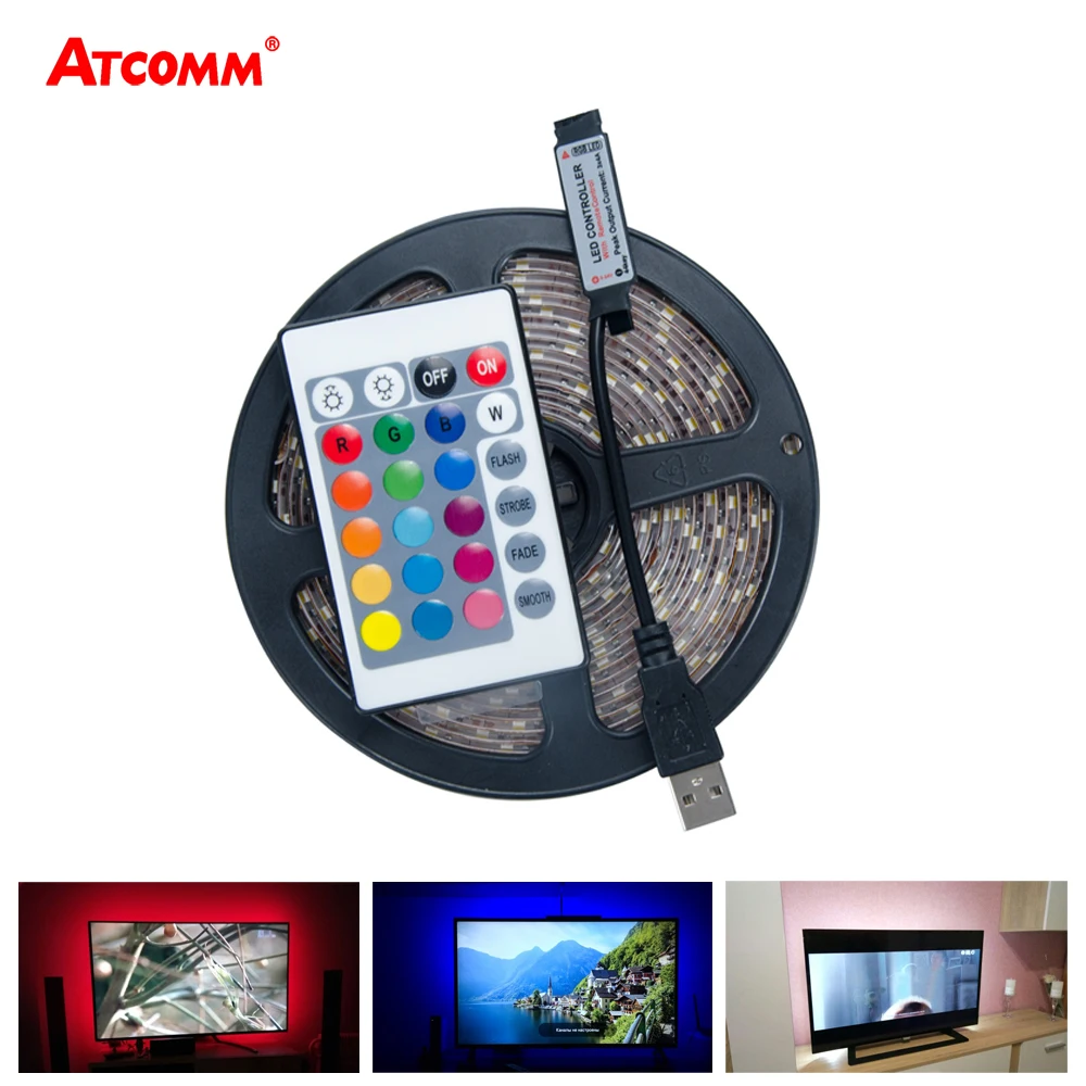 5V USB RGB LED Strip Light 2835 60 LEDs/m LED Diode Ribbon Tape Light HDTV Desktop PC Background Lighting 3 17 24 Key Controller
5V USB RGB LED Strip Light 2835 60 LEDs/m LED Diode Ribbon Tape Light HDTV Desktop PC Background Lighting 3 17 24 Key Controller