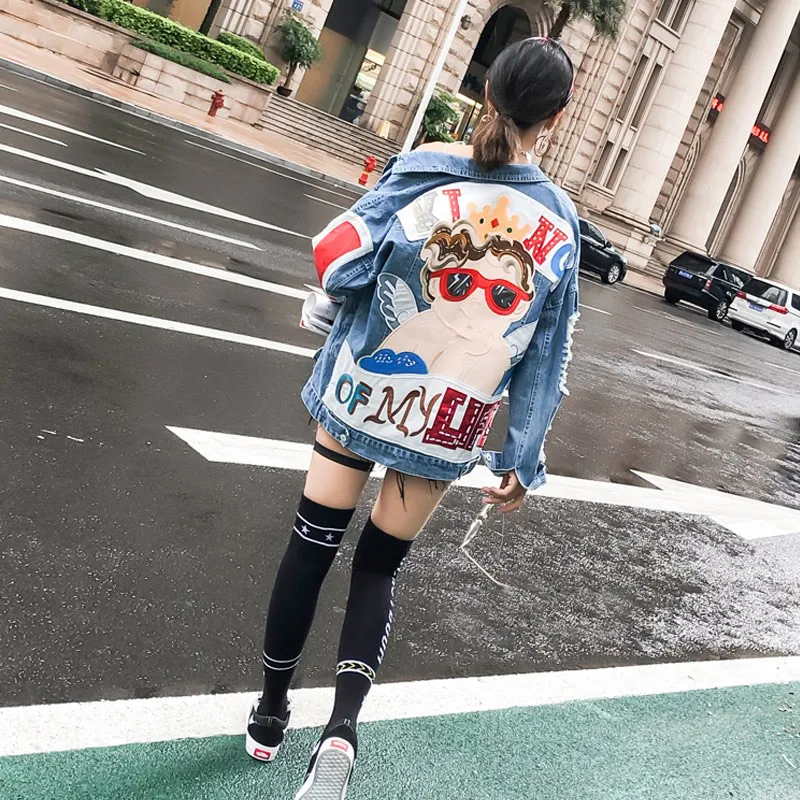 TREND-Setter 2018 Autumn Fashion Cartoon Angel Denim Jacket Women Hole Harakuju Letter Jean Jacket and Coat Outwear
TREND-Setter 2018 Autumn Fashion Cartoon Angel Denim Jacket Women Hole Harakuju Letter Jean Jacket and Coat Outwear