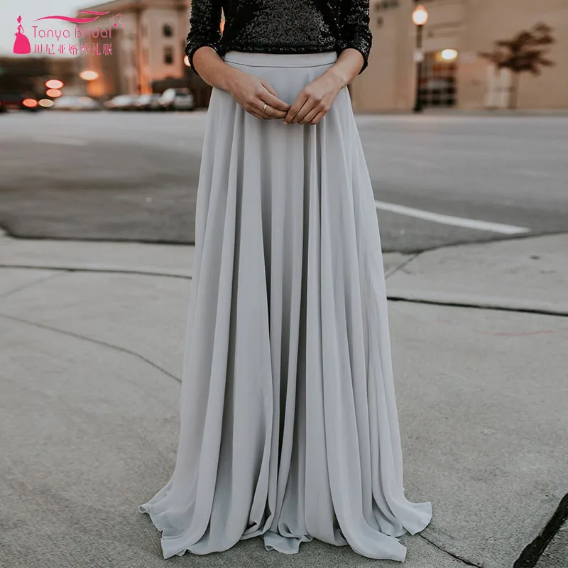 Light Grey Chiffon Bridesmaid Skirts womens vintage streetwear jupe longue faldas largas elegantes DZB066
Light Grey Chiffon Bridesmaid Skirts womens vintage streetwear jupe longue faldas largas elegantes DZB066