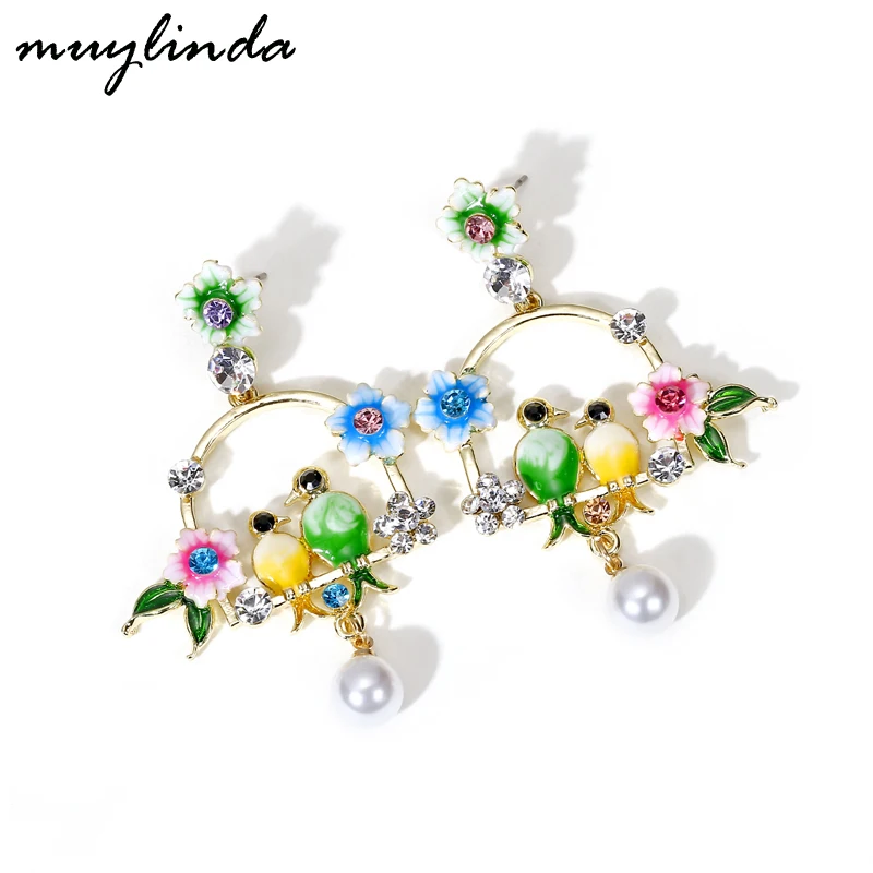 Enamel Birld Tassel Earrings For Women Pearls Crystal Flower Bird Drop Earring Statement Rhinestone Earring Jewelry muylinda
Enamel Birld Tassel Earrings For Women Pearls Crystal Flower Bird Drop Earring Statement Rhinestone Earring Jewelry muylinda