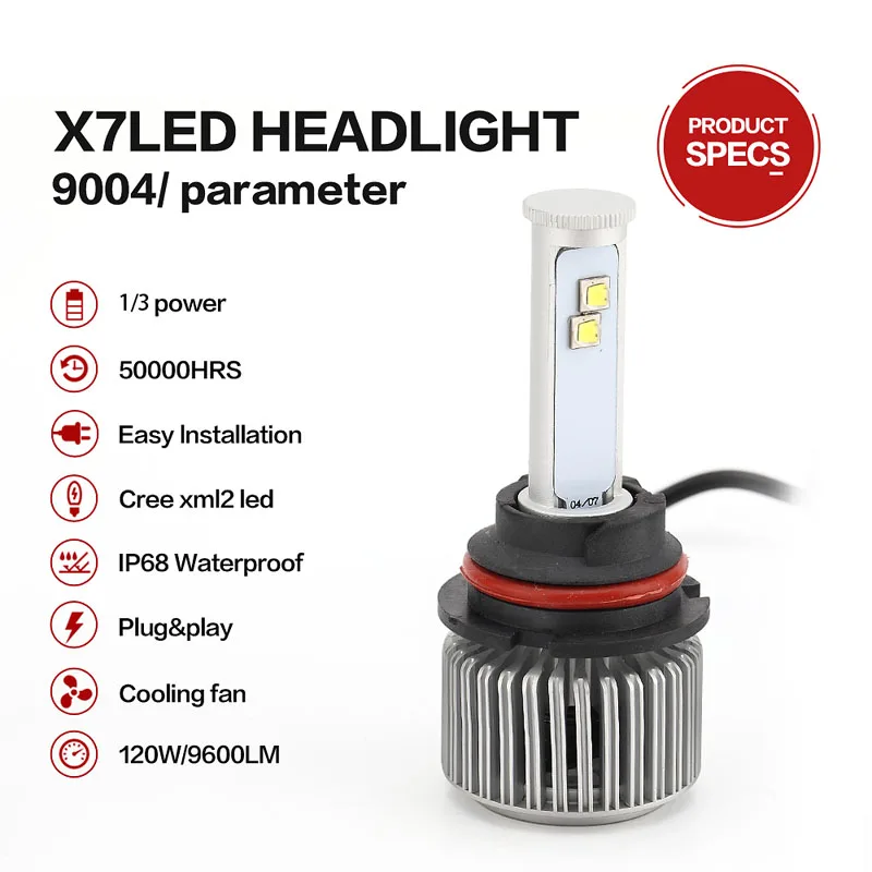1 pair 9004/9007/H4/H13 LED Headlight Bulbs All-in-one Conversion Kit 120W 9600Lm 6K Cool White CREE LB88
1 pair 9004/9007/H4/H13 LED Headlight Bulbs All-in-one Conversion Kit 120W 9600Lm 6K Cool White CREE LB88
