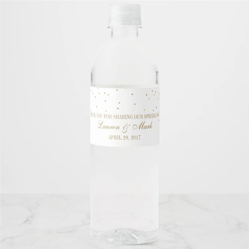 Customized Personalized The Vintage Glam Gold Confetti Wedding Collection Water Bottle Label
Customized Personalized The Vintage Glam Gold Confetti Wedding Collection Water Bottle Label