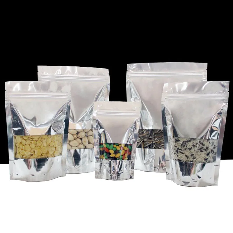 100 Pack, Silver Clear Stand Up Aluminum Foil Zip Lock Bags Resealable Heat Seal Plastic Window Bag, Food Storage Packing Pouch
100 Pack, Silver Clear Stand Up Aluminum Foil Zip Lock Bags Resealable Heat Seal Plastic Window Bag, Food Storage Packing Pouch