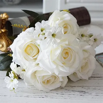 Fake Rose Bunch 9 stems/piece) Simulation Oil Painting Roses with Cherry Flower Head for Wedding Home Decorative Flower
Fake Rose Bunch 9 stems/piece) Simulation Oil Painting Roses with Cherry Flower Head for Wedding Home Decorative Flower