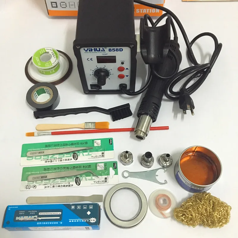 110/220V EU/US PLUG 858D ESD Soldering Station LED Digital Solder Iron desoldering station BGA Rework Solder Station Hot Air Gun
110/220V EU/US PLUG 858D ESD Soldering Station LED Digital Solder Iron desoldering station BGA Rework Solder Station Hot Air Gun