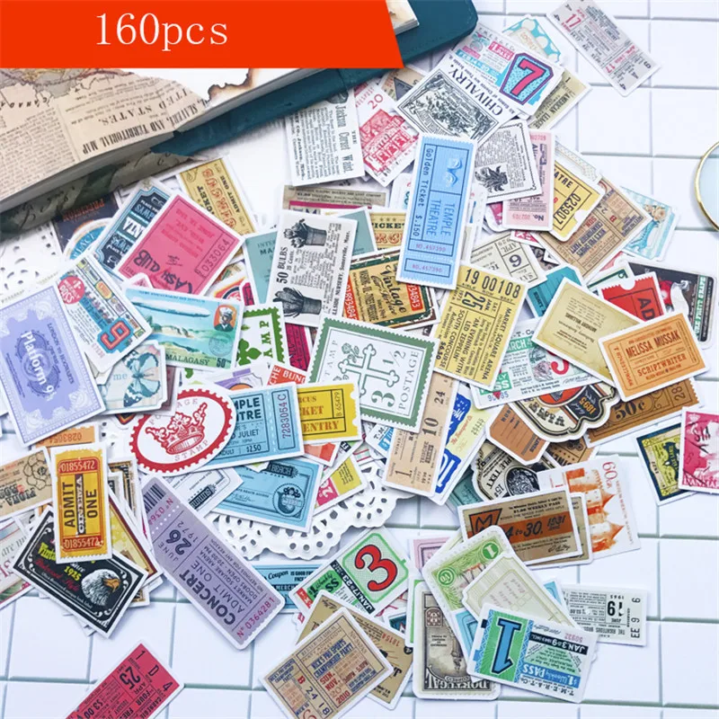 160pcs/pack Stickers scrapbooking retro stamp travel planner stickers kids girls notebook beauty book sticker Creative sticker
160pcs/pack Stickers scrapbooking retro stamp travel planner stickers kids girls notebook beauty book sticker Creative sticker