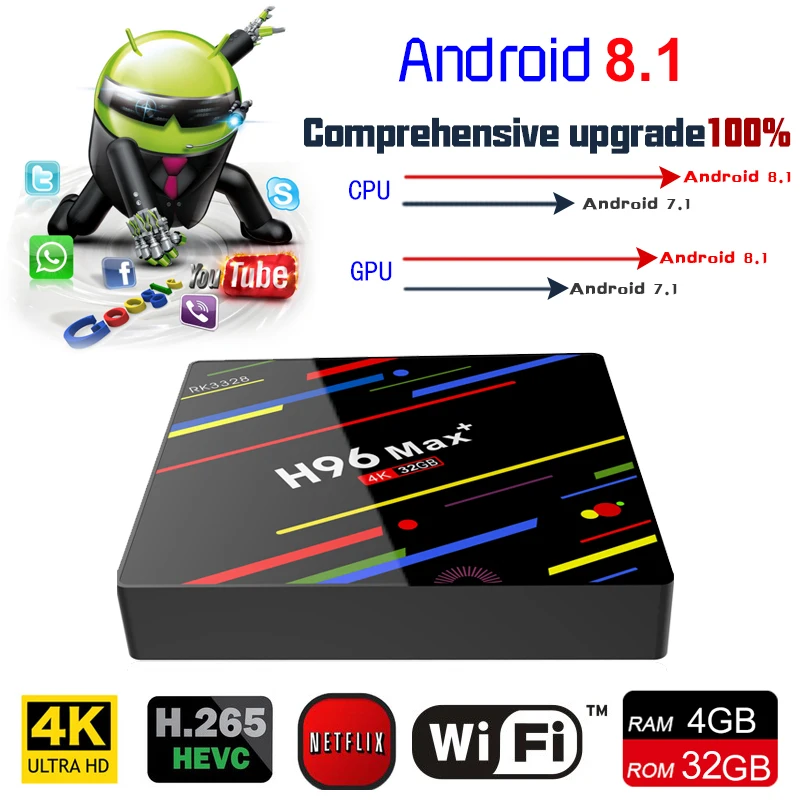 H96 MAX + TV Box Android 9.0 4GB RAM 32GB ROM Smart TV Set Top Box RK3328 2.4G Wifi 4K H.265 Portugal Media Player H96 MAX Plus
H96 MAX + TV Box Android 9.0 4GB RAM 32GB ROM Smart TV Set Top Box RK3328 2.4G Wifi 4K H.265 Portugal Media Player H96 MAX Plus