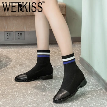 WETKISS Winter Low Heels Rivet Women Boots Knitting Square Toe Footwear Stretch Ankle Female Boot Shoes Women 2018 Black New
WETKISS Winter Low Heels Rivet Women Boots Knitting Square Toe Footwear Stretch Ankle Female Boot Shoes Women 2018 Black New