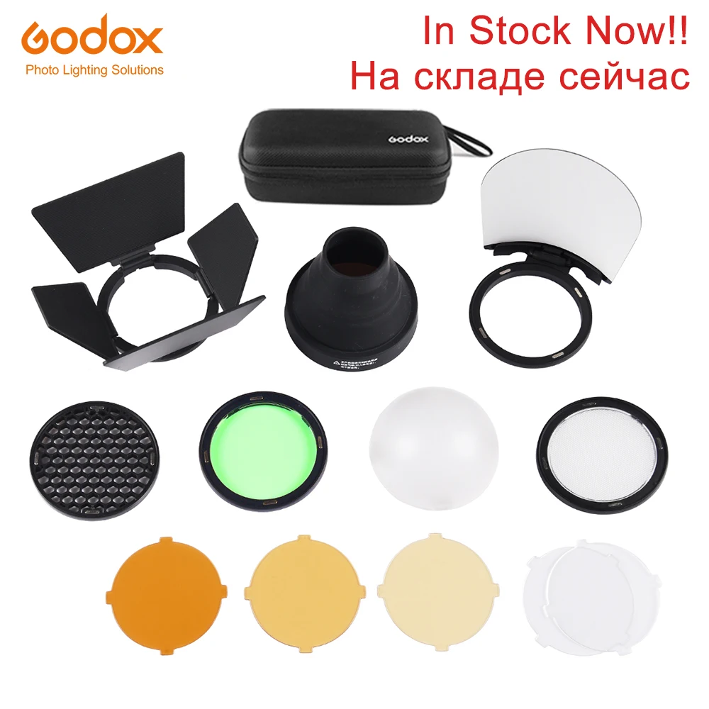 Godox AK-R1 Barn Door, Snoot, Color Filter, Reflector, Honeycomb, Diffuser Ball Kits for Godox AD200 H200R V1 Round Flash Head
Godox AK-R1 Barn Door, Snoot, Color Filter, Reflector, Honeycomb, Diffuser Ball Kits for Godox AD200 H200R V1 Round Flash Head