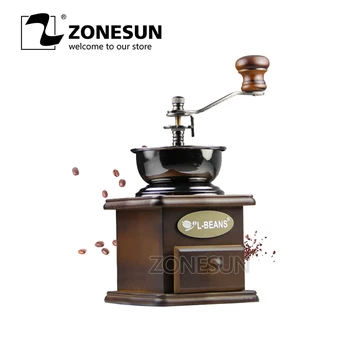 ZONESUN Classical Wooden Mini Coffee Grinder Manual Stainless Steel Retro Coffee Spice Mill With High-quality Porcelain Movement
ZONESUN Classical Wooden Mini Coffee Grinder Manual Stainless Steel Retro Coffee Spice Mill With High-quality Porcelain Movement