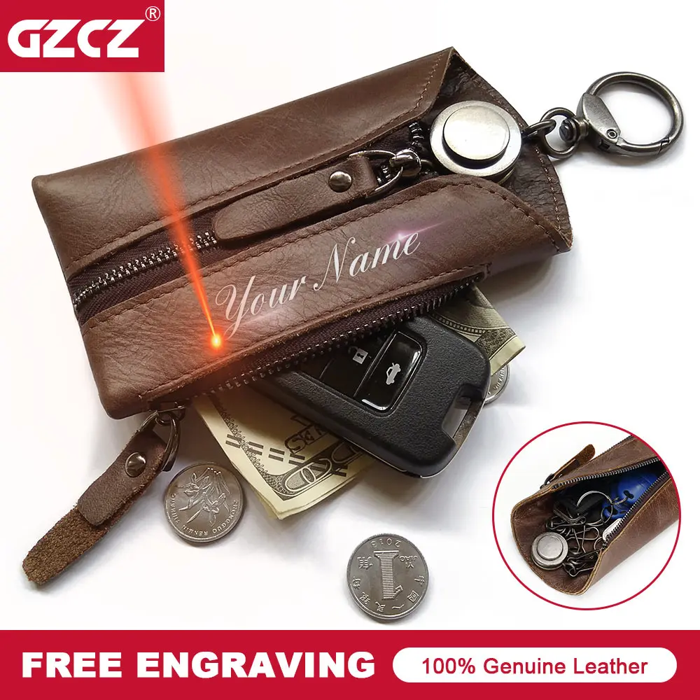Men's Genuine Leather Car Case Waist Bag Key Chains Holder Clip Rings Pouch New