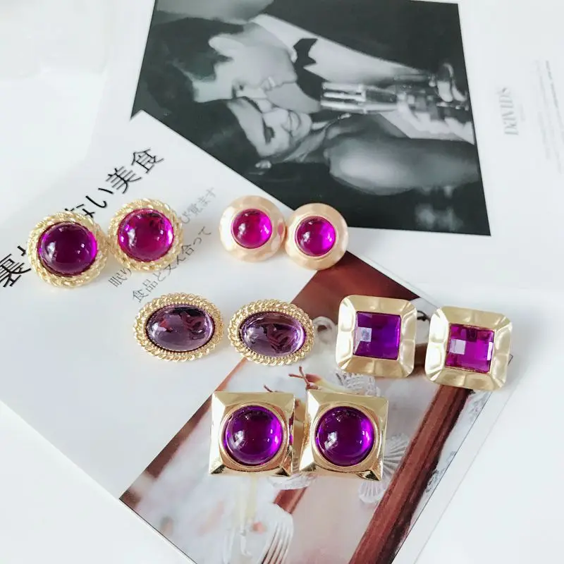 New arrival women's clip earrings purple color semi-precious geometric flowers elegant arty holiday earrings hot selling
New arrival women's clip earrings purple color semi-precious geometric flowers elegant arty holiday earrings hot selling
