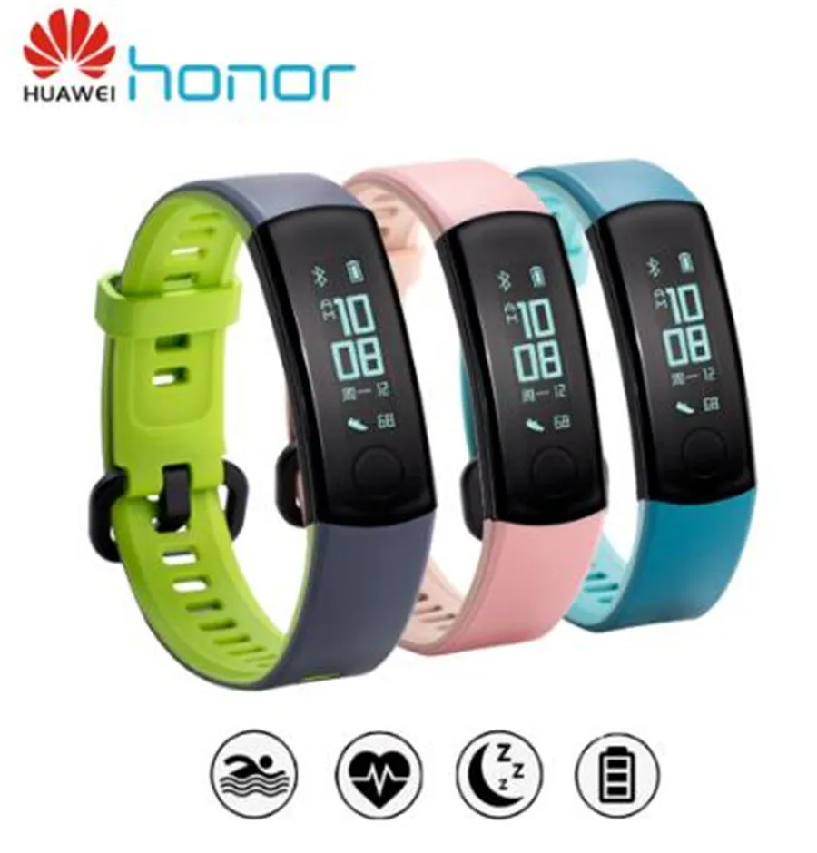 

Original Huawei Honor Band 3 Smart Wristband Swimmable 5ATM 0.91" OLED Screen Touchpad Heart Rate Monitor Push Message In Stock