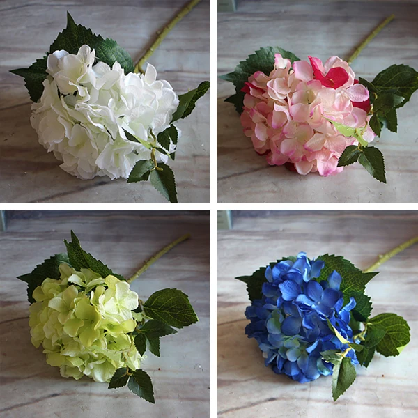 Image Wine Red Rose Floral 1 Bouquet Artificial Silk Peony Flower Arrangement Hydrangea Wedding Decor Party