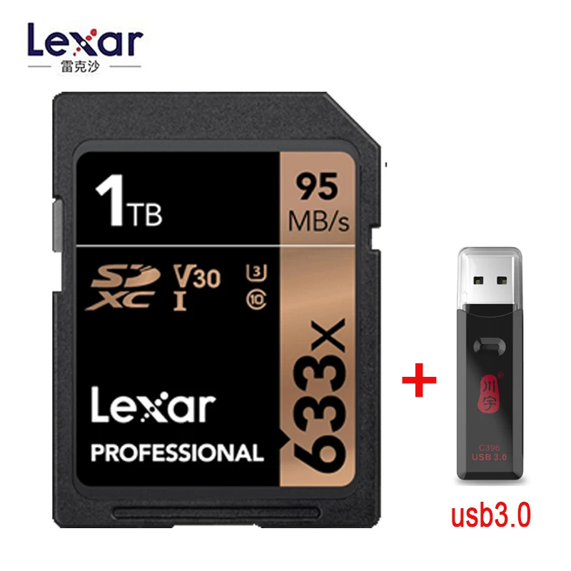 

Free shipping 2019 NEW Original Lexar 95M/s 633x 1TB U3 SD Card SDXC Class 10 Memory Card For 1080p 3D 4K video Camera