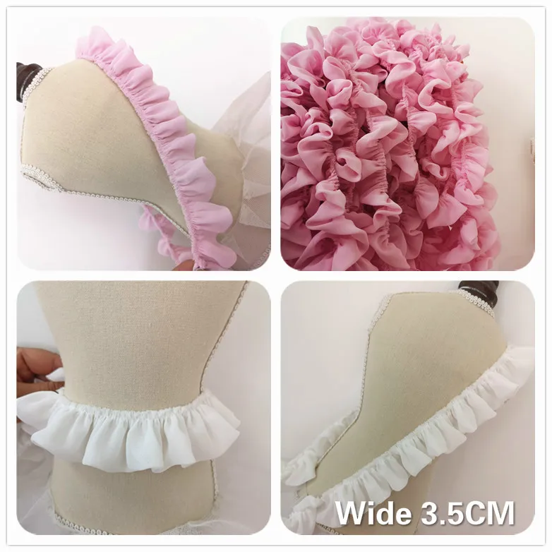3.5CM Wide Double Layers White Pink 3D Pleated Chiffon Lace Ribbon Dress Collar Ruffle Trim DIY Sewing Decor Guipure Supplies
3.5CM Wide Double Layers White Pink 3D Pleated Chiffon Lace Ribbon Dress Collar Ruffle Trim DIY Sewing Decor Guipure Supplies