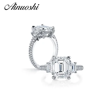AINOUSHI Luxury 4 Carat Emeralded Cut Ring Three Stones SONA 925 Sterling Silver Jewelry Wedding nscd Ring Women Engagement Band
AINOUSHI Luxury 4 Carat Emeralded Cut Ring Three Stones SONA 925 Sterling Silver Jewelry Wedding nscd Ring Women Engagement Band