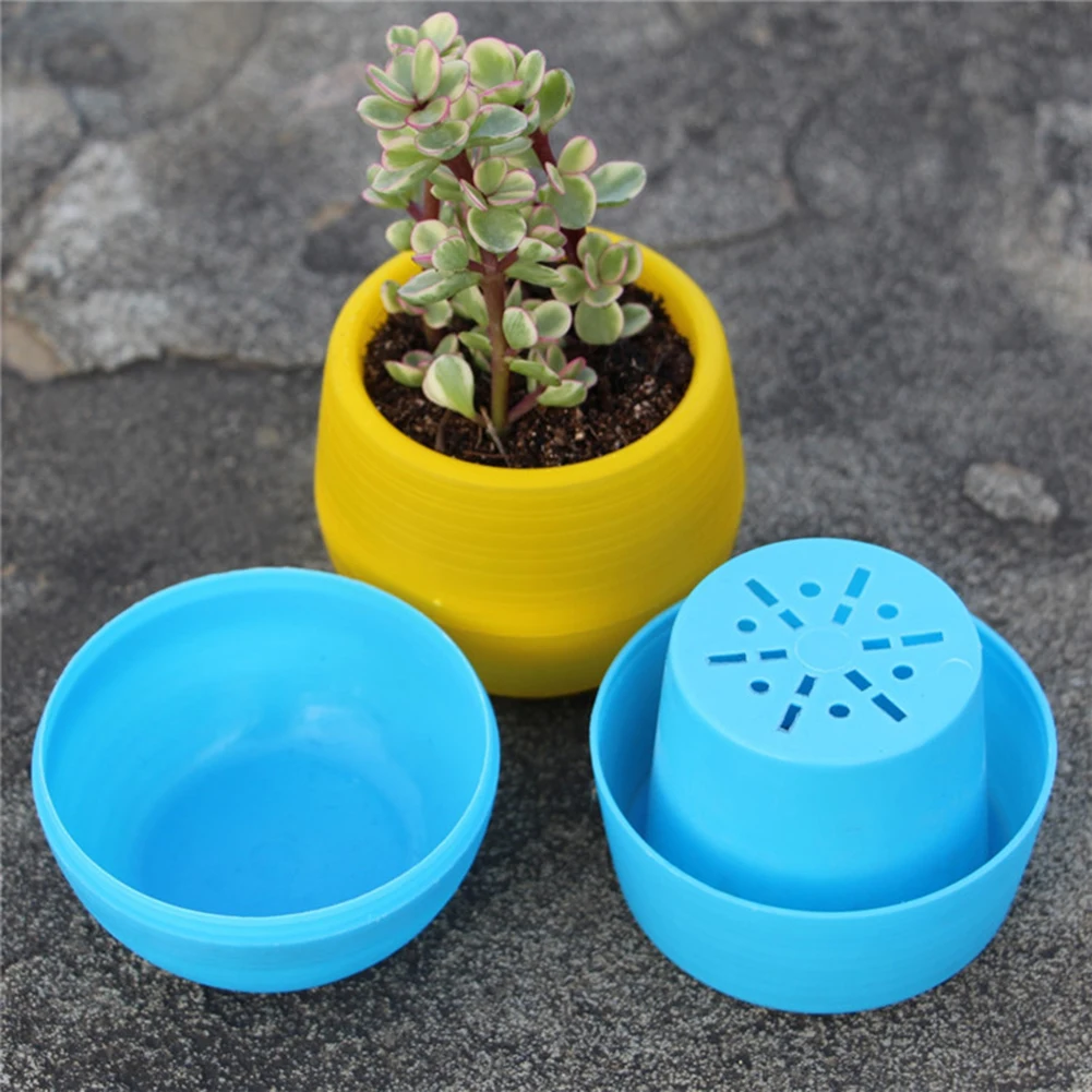 

1 x Mini Round Plastic Meat Plant Flower Leakage Pot Garden Home Office Decor Micro Landscape Planter