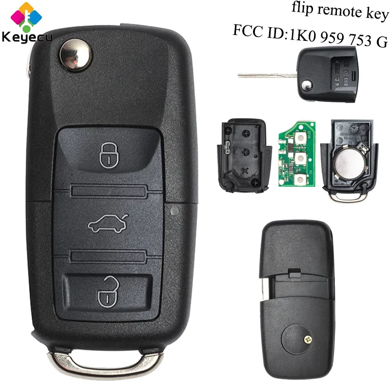 KEYECU Folding Remote Key With 3 Buttons & 434MHz & ID48 Chip - FOB for Volkswagen Golf for Seat for Skoda FCC ID: 1K0 959 753 G
KEYECU Folding Remote Key With 3 Buttons & 434MHz & ID48 Chip - FOB for Volkswagen Golf for Seat for Skoda FCC ID: 1K0 959 753 G