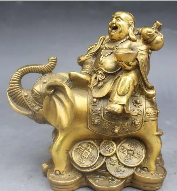 free 6" China Buddhism Bronze Happy Laugh Maitreya Ride Elephant Hold YuanBao Statue fast
free 6" China Buddhism Bronze Happy Laugh Maitreya Ride Elephant Hold YuanBao Statue fast
