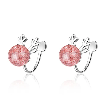 New Fashion Sweet Red Garnet Natural Strawberry Crystal Elk Antlers Earrings 925 Sterling Silver Clip Earrings For Women 
New Fashion Sweet Red Garnet Natural Strawberry Crystal Elk Antlers Earrings 925 Sterling Silver Clip Earrings For Women