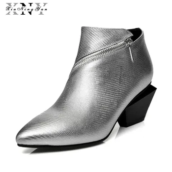 XiuNingYan Women Boots Genuine Leather Pointed Toe Zip Square Heels Ankle Boots Woman Winter Boots Silver Black Large Size 34-41
XiuNingYan Women Boots Genuine Leather Pointed Toe Zip Square Heels Ankle Boots Woman Winter Boots Silver Black Large Size 34-41
