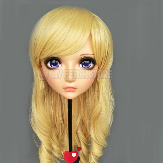 (Zhi-01) Женская милая девочка резиновая полуголовая маска кигуруми с BJD глазами