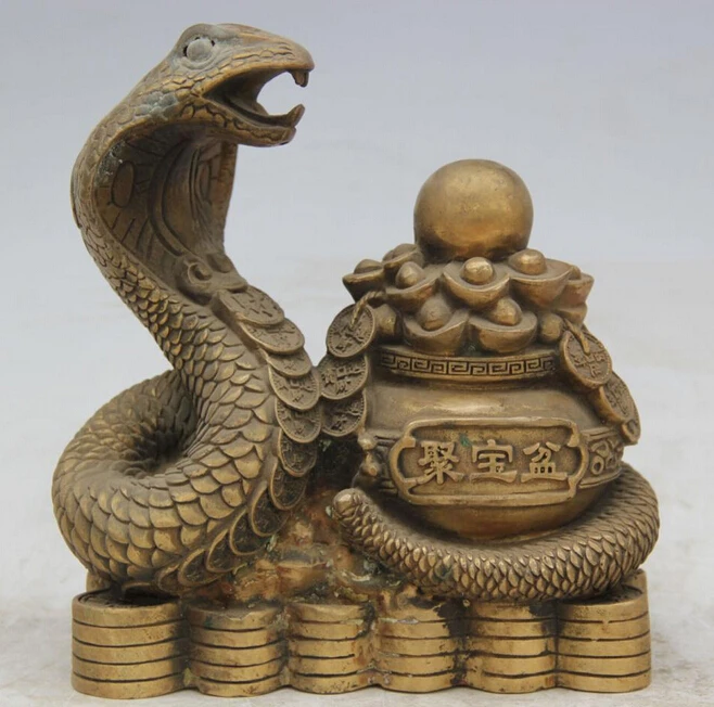 JP S0524 8" Chinese Brass Folk Wealth treasure bowl Zodiac Year Snake Statue sculpture B0403
JP S0524 8" Chinese Brass Folk Wealth treasure bowl Zodiac Year Snake Statue sculpture B0403