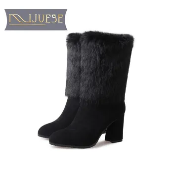 MLJUESE 2018 women Mid calf boots cow Suede rabbit hair Black color zippers winter short plush boots high heels snow boots 40
MLJUESE 2018 women Mid calf boots cow Suede rabbit hair Black color zippers winter short plush boots high heels snow boots 40
