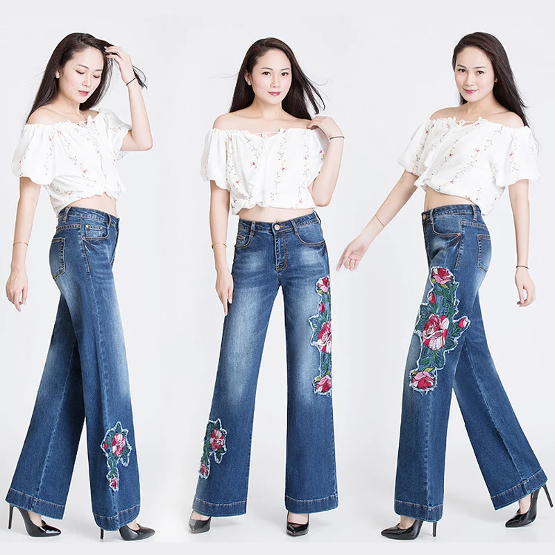 Best Seller 2019 High Waist Wide Leg Pants Lady Streetwear Embroidered Flower Skinny Jeans Sweet Plus Size 36 Mom Blue Trousers
Best Seller 2019 High Waist Wide Leg Pants Lady Streetwear Embroidered Flower Skinny Jeans Sweet Plus Size 36 Mom Blue Trousers
