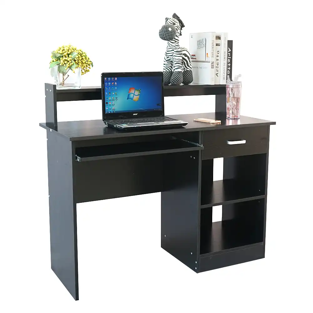 General Style Modern E1 15mm Chipboard Computer Desk Black White