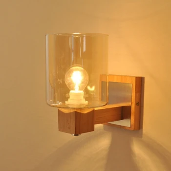 Simple LED Wooden Wall Lamp E27 Glass Shade wall sconce Light Home Bedroom beside Wall lights living room Loft modern decoration 
Simple LED Wooden Wall Lamp E27 Glass Shade wall sconce Light Home Bedroom beside Wall lights living room Loft modern decoration