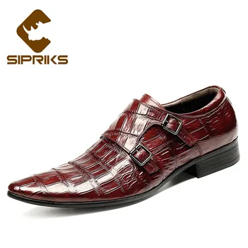 SIPRIKS mens classic crocodile skin shoes black double monk straps pointed toe burgundy dress shoes with buckle straps european
SIPRIKS mens classic crocodile skin shoes black double monk straps pointed toe burgundy dress shoes with buckle straps european