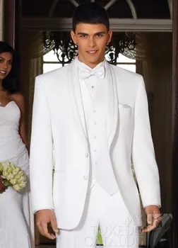 Custom Made Groom Tuxedo White Groomsmen Shawl Lapel Wedding/Dinner Suits Best Man Bridegroom (Jacket+Pants+Tie+Vest) B282
Custom Made Groom Tuxedo White Groomsmen Shawl Lapel Wedding/Dinner Suits Best Man Bridegroom (Jacket+Pants+Tie+Vest) B282