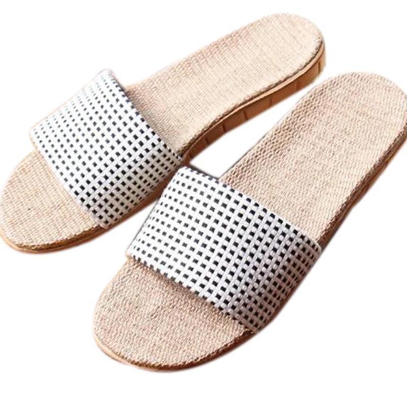 Men's Summer Flat Sandals Outside White Plaid Linen Slippers Men Slides Beach Flip Flops Male Indoor Bathroom Home Flax Slippers
Men's Summer Flat Sandals Outside White Plaid Linen Slippers Men Slides Beach Flip Flops Male Indoor Bathroom Home Flax Slippers