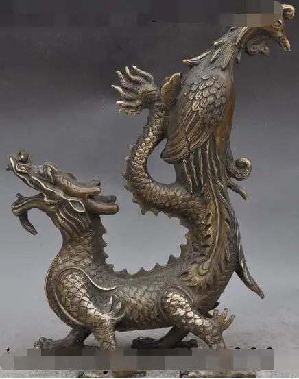 S00689 15"Lucky Chinese bronze Feng Shui auspicious Wealth myth Dragon Phoenix Statue
S00689 15"Lucky Chinese bronze Feng Shui auspicious Wealth myth Dragon Phoenix Statue
