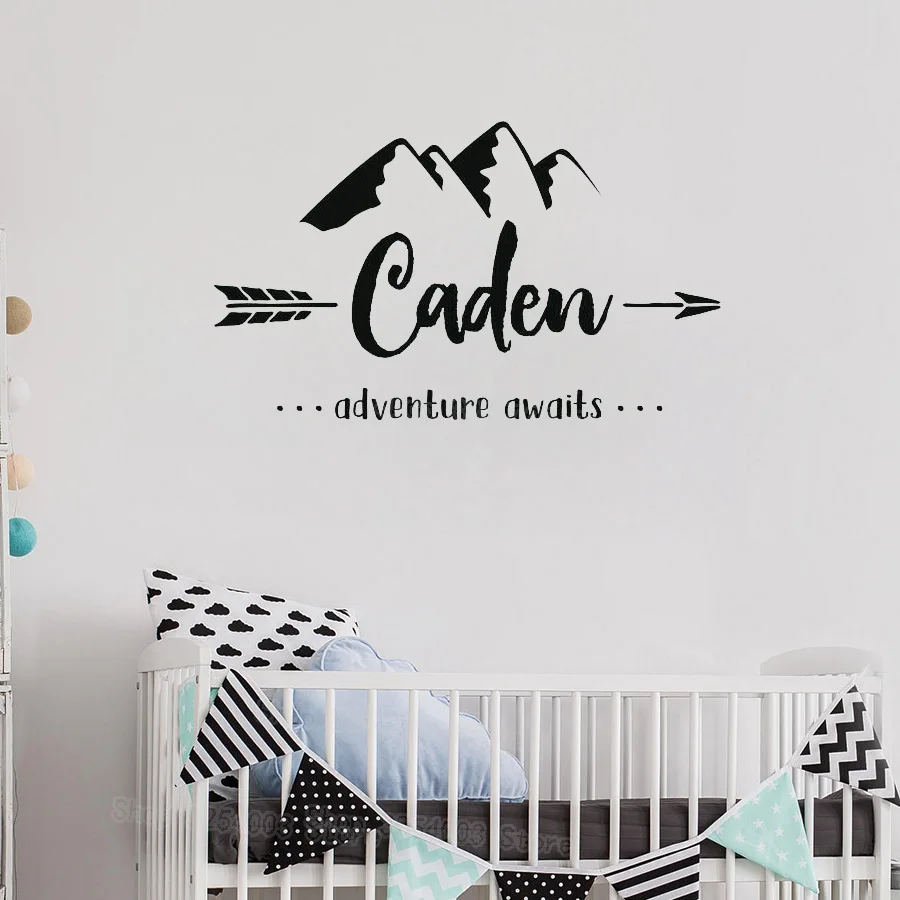Personalized Name Wall Stickers Baby Nursery Room Mountain Vinyl Wall Decals Bedroom Adventure Awaits Arrow Home Decoration S446
Personalized Name Wall Stickers Baby Nursery Room Mountain Vinyl Wall Decals Bedroom Adventure Awaits Arrow Home Decoration S446