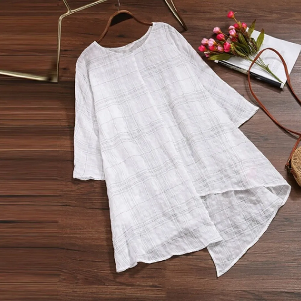 Plus Size Womens Tops and Blouses 2018 feminina Harajuku Linen Vintage Plaid Long Sleeve Long Shirts Tunic Ladies Top Clothes
Plus Size Womens Tops and Blouses 2018 feminina Harajuku Linen Vintage Plaid Long Sleeve Long Shirts Tunic Ladies Top Clothes