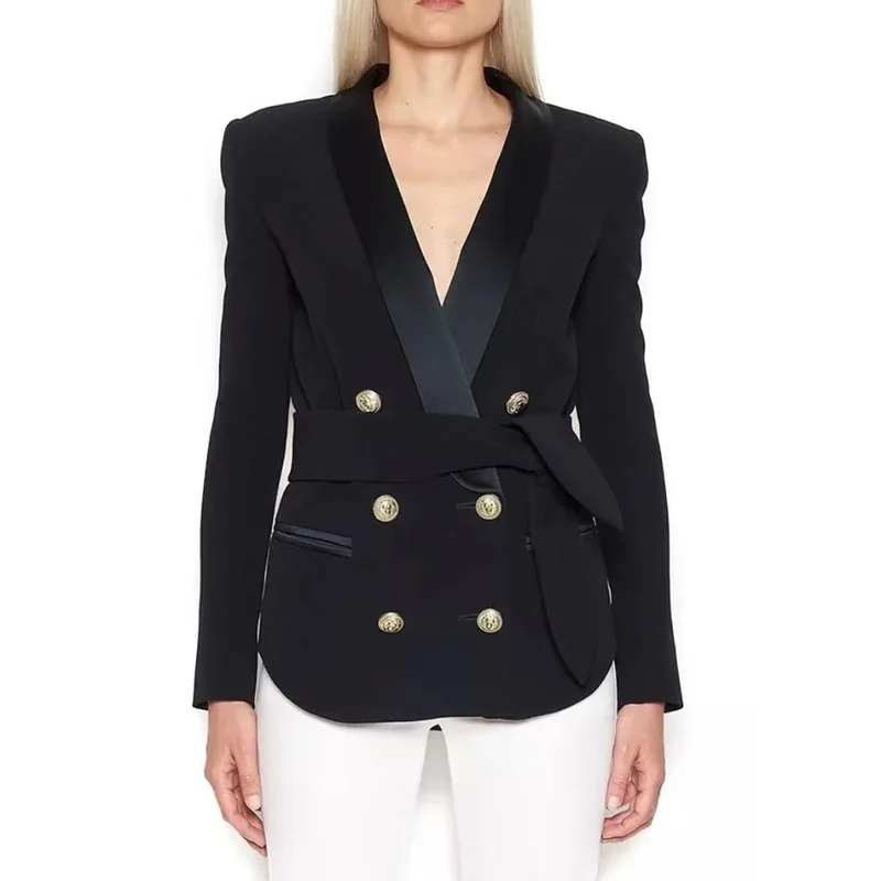 European&American double breasted balzers coat New 2018 spring autumn women belted Jackets coat D100
European&American double breasted balzers coat New 2018 spring autumn women belted Jackets coat D100