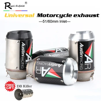 51MM inlet Universal motorcycle AR exhaust pipe muffler with DB killer laser for zx6r z250 r3 r25 MT09 cbr1000
51MM inlet Universal motorcycle AR exhaust pipe muffler with DB killer laser for zx6r z250 r3 r25 MT09 cbr1000