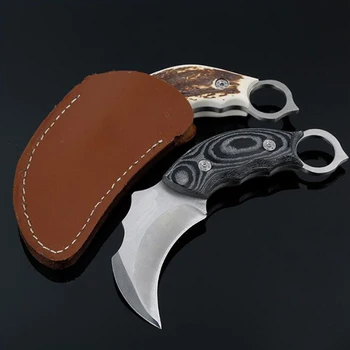 

Claw Karambit Hunting Knife Tactical Survival Fixed Knife 440C Stainless Steel Blade Camping Hunting EDC Utility Knives + Sheath